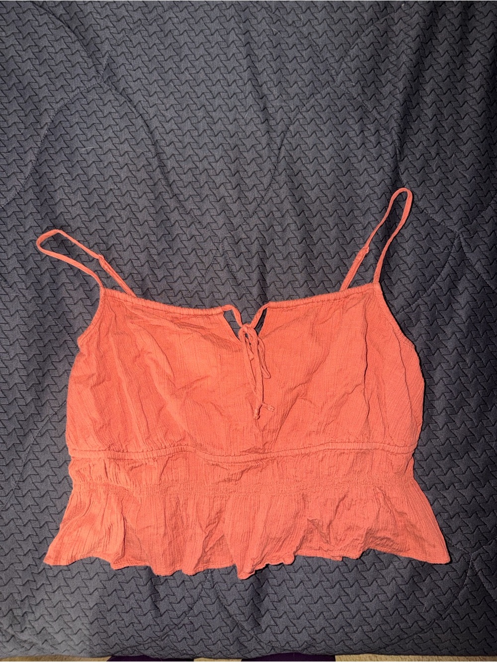 American Eagle Outfitters Coral Tie-Front Peplum Cami